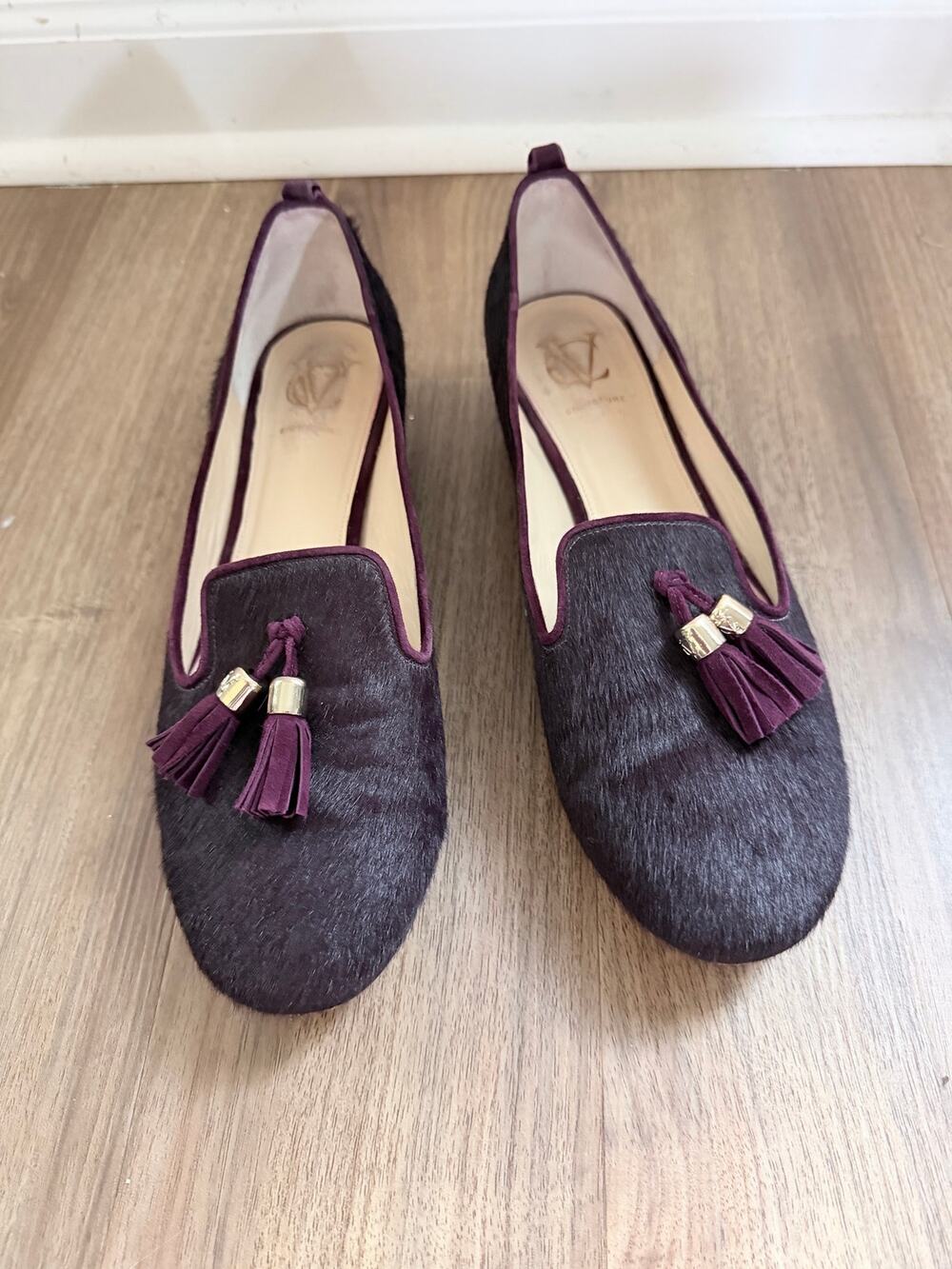 VC Signature Nancy Calf Hair Deep Purple Tassel Loafers-Size 9.5